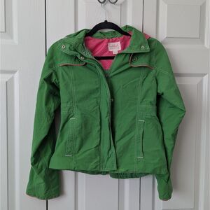 OshKosh B'gosh Green & Pink Utility Hooded Jacket Girls 12
